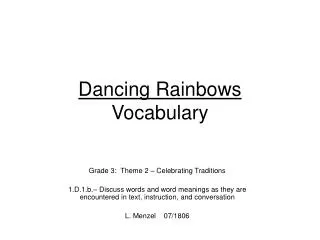 Dancing Rainbows Vocabulary