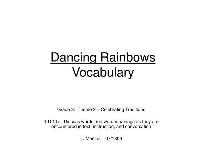 dancing rainbows vocabulary