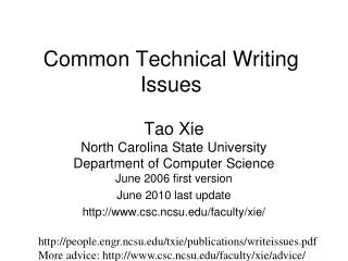 Common Technical Writing Issues