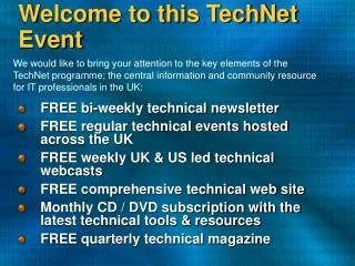 Welcome to this TechNet Event