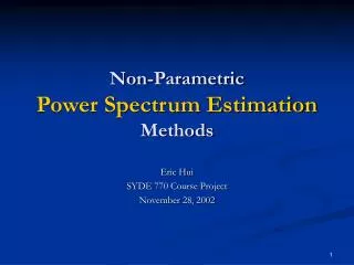 Non-Parametric Power Spectrum Estimation Methods