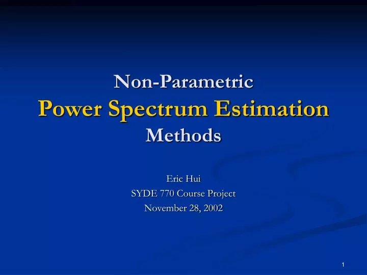 non parametric power spectrum estimation methods
