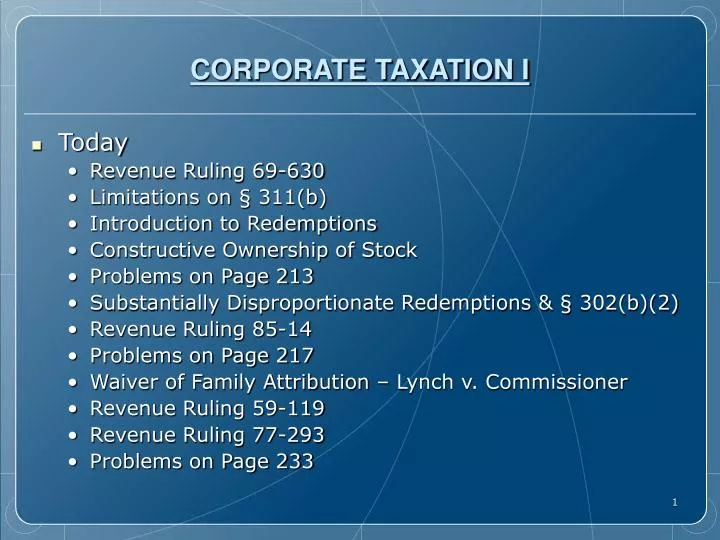 corporate taxation i
