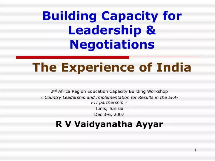 building capacity for leadership negotiations the experience of india