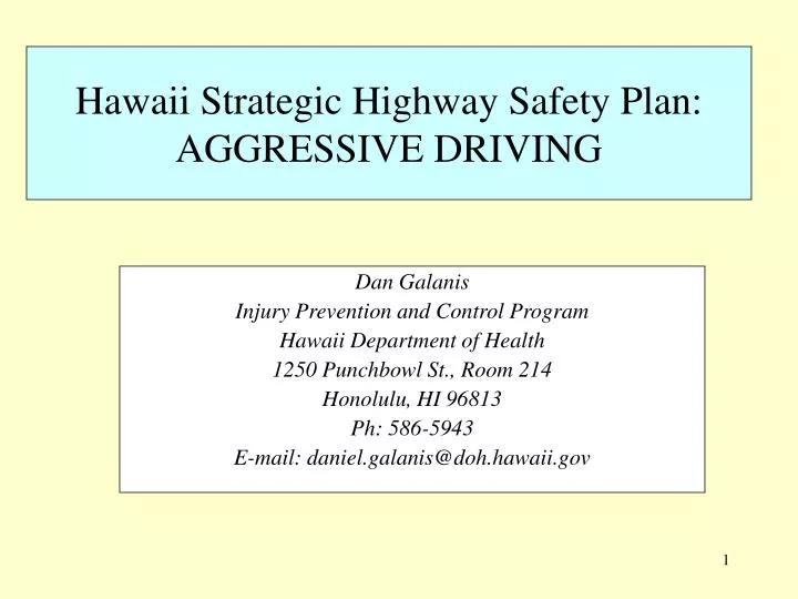 hawaii strategic highway safety plan aggressive driving