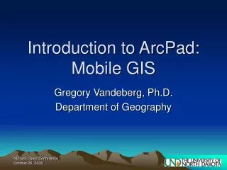 Introduction to ArcPad: Mobile GIS