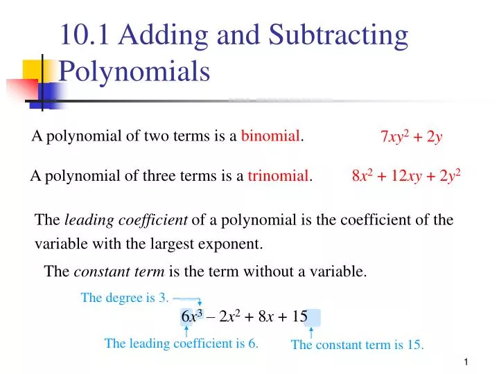 10 1 adding and subtracting polynomials