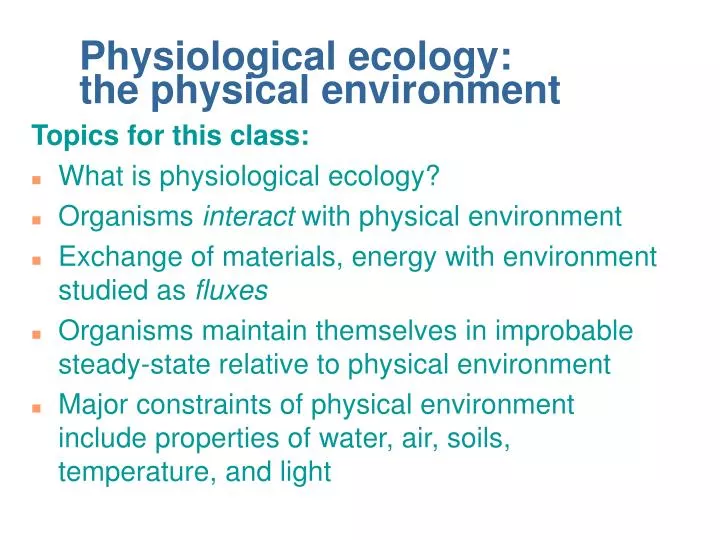 physiological ecology the physical environment