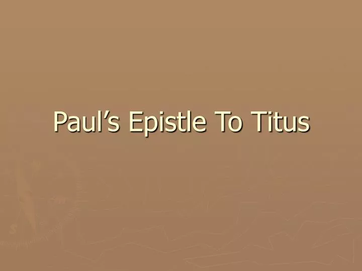 paul s epistle to titus