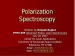Polarization Spectroscopy - slide 1