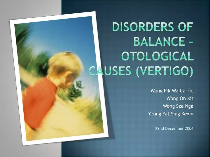 disorders of balance otological causes vertigo