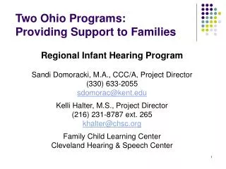 Two Ohio Programs: Providing Support to Families