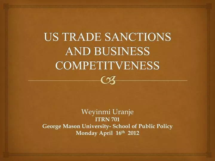 us trade sanctions and business competitveness
