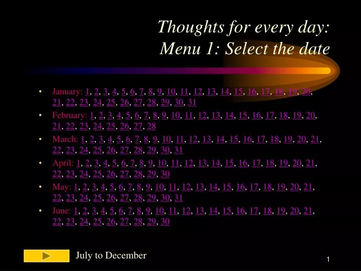 thoughts for every day menu 1 select the date