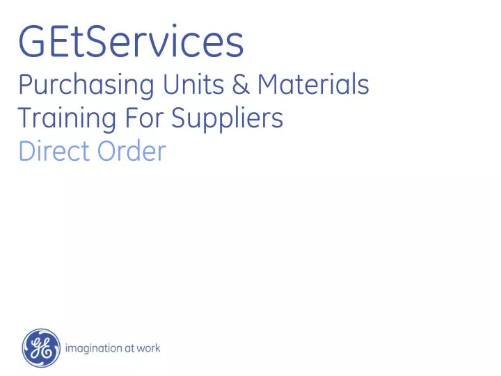 getservices purchasing units materials training for suppliers direct order