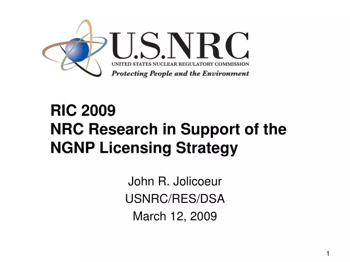 ric 2009 nrc research in support of the ngnp licensing strategy