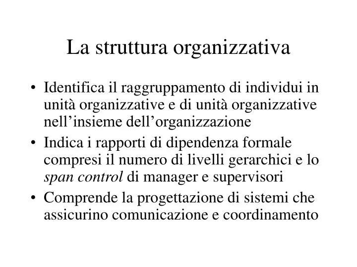 la struttura organizzativa