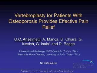 Vertebroplasty for Patients With Osteoporosis Provides Effective Pain Relief