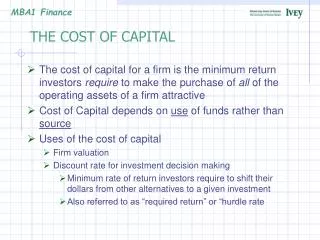 THE COST OF CAPITAL