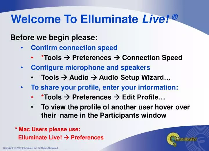 welcome to elluminate live