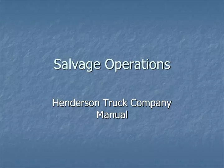 salvage operations