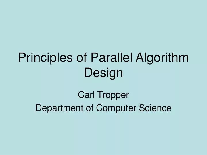 principles of parallel algorithm design