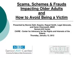 Scams, Schemes &amp; Frauds Impacting Older Adults and How to Avoid Being a Victim