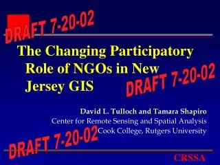 The Changing Participatory Role of NGOs in New Jersey GIS