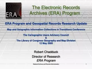 Robert Chadduck Director of Research ERA Program
