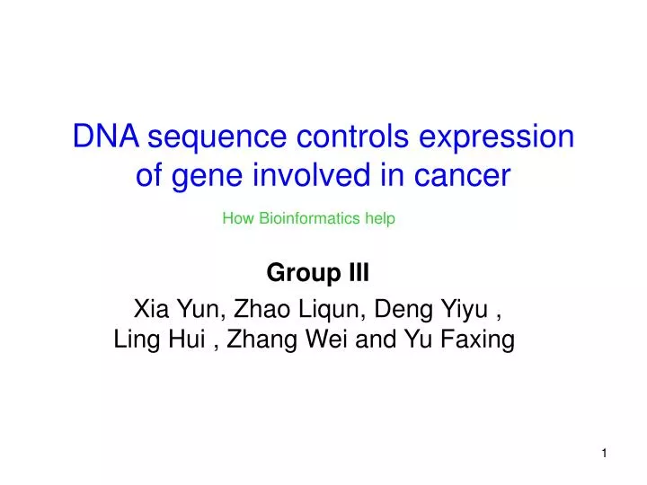 dna sequence controls expression of gene involved in cancer