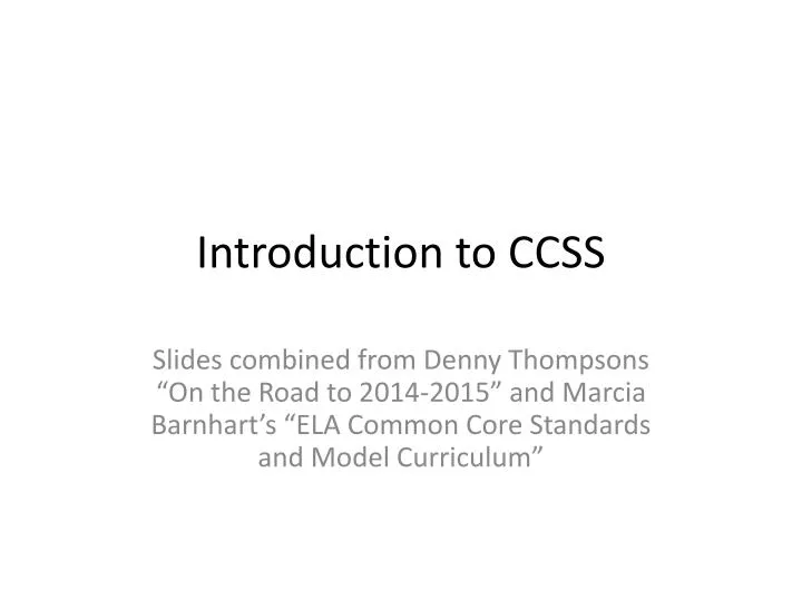 introduction to ccss