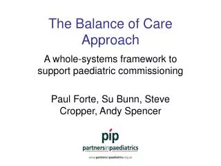 The Balance of Care Approach