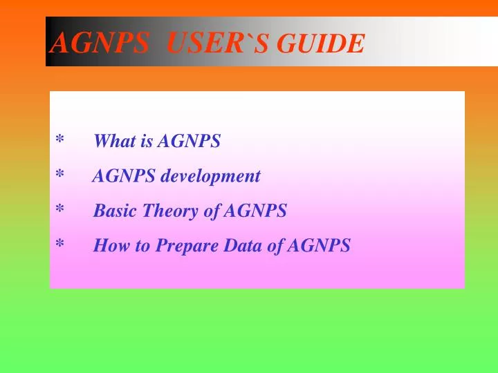 agnps user s guide