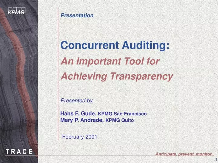 concurrent auditing an important tool for achieving transparency