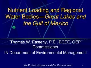 Nutrient Loading and Regional Water Bodies — Great Lakes and the Gulf of Mexico
