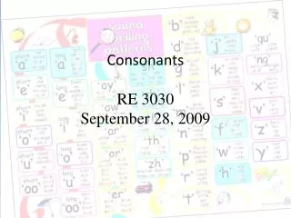 Consonants RE 3030 September 28, 2009