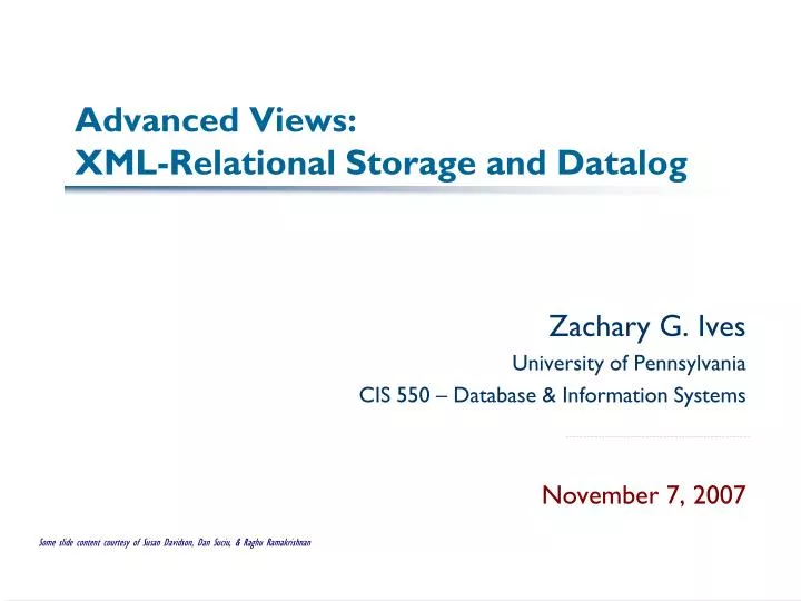 advanced views xml relational storage and datalog