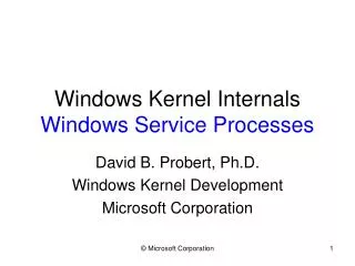 Windows Kernel Internals Windows Service Processes