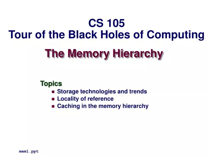 the memory hierarchy