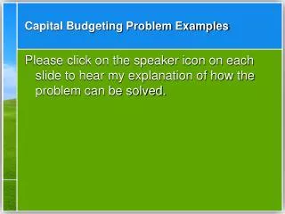 Capital Budgeting Problem Examples