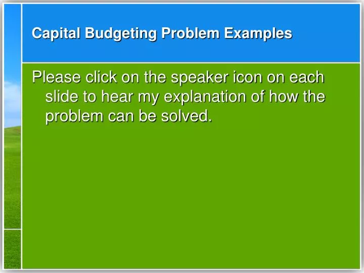 capital budgeting problem examples