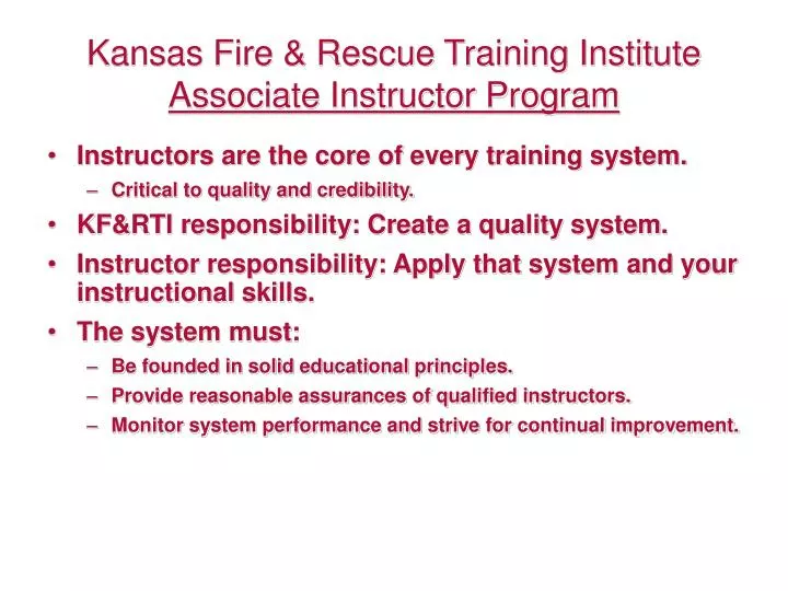 kansas fire rescue training institute associate instructor program