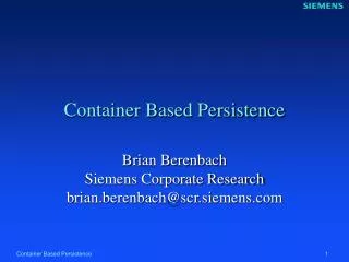 Container Based Persistence