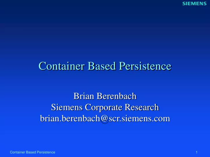 container based persistence