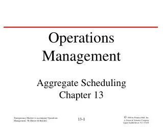 Transparency Masters to accompany Operations Management, 5E (Heizer &amp; Render)