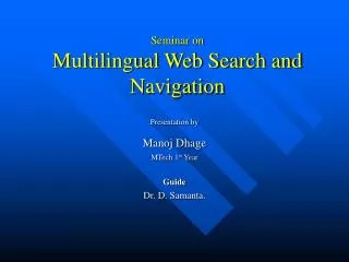 Seminar on Multilingual Web Search and Navigation