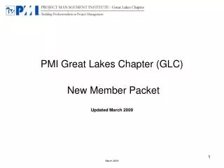 PMI Great Lakes Chapter GLC New Member Packet