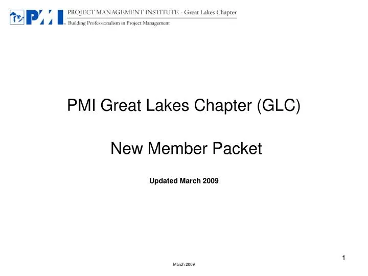 pmi great lakes chapter glc new member packet updated march 2009