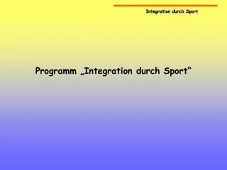 Programm „Integration durch Sport“