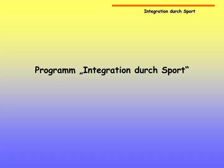 programm integration durch sport